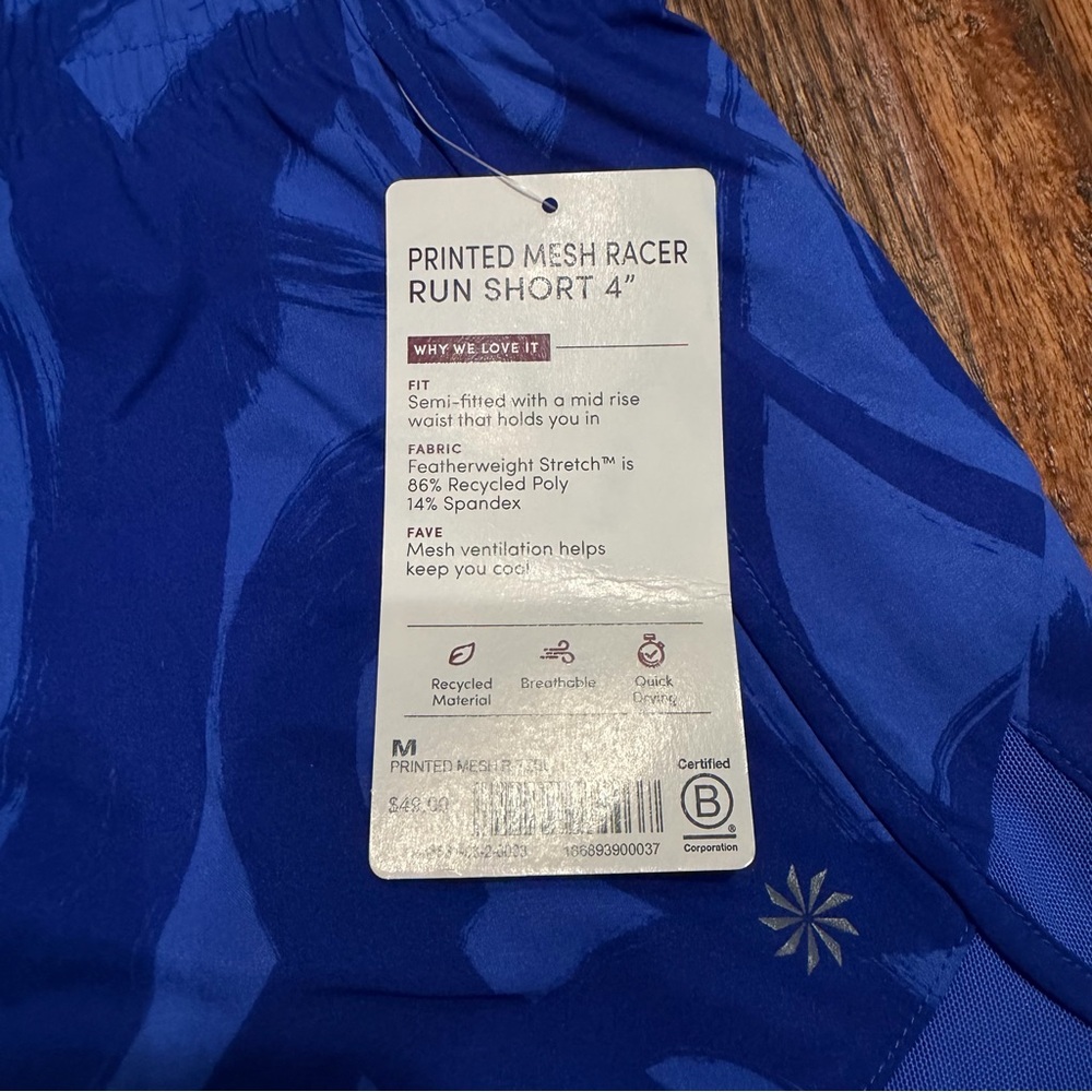 Athleta Mesh Racer Run Mid Rise Shorts - Picture 2 of 3